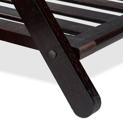 Walnut Folding Luggage Rack; Wooden Travel Accessory Holder Stand Brown