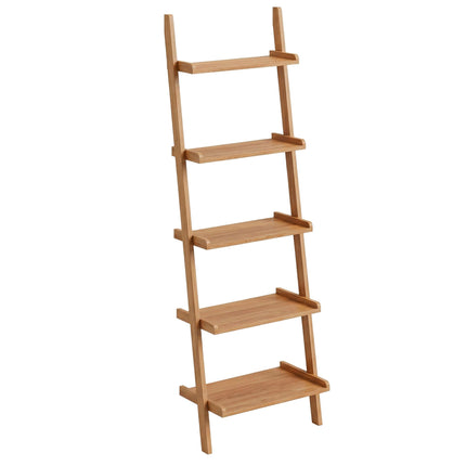 Žebříkový regál ořech, 5patrový, přírodní povrch, 189 cm