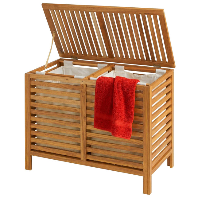Koš na prádlo ořech, 150L, 2 přihrádky