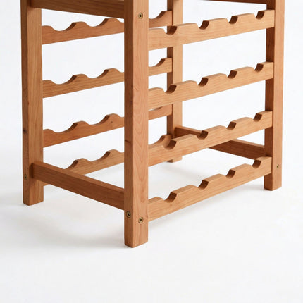 Walnut Wine Rack, Holds 28 Bottles, Horizontal Storage