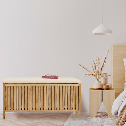 Walnut Wood Laundry Chest with Cushion Seat