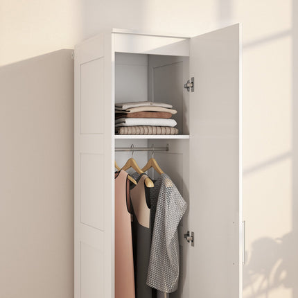 Wardrobe with Clothes Rail, Shelf, Soft-Close Door, White, 40x52x180 cm