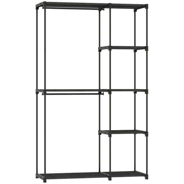 Kleiderschrank mit Kleiderstange und Regalböden, 111x43x185 cm, Schwarz