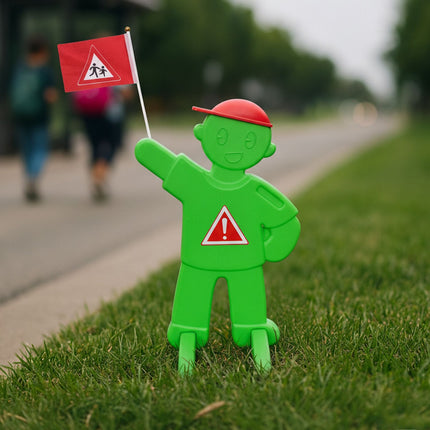 Výstražná figura pro děti s červenou vlajkou
