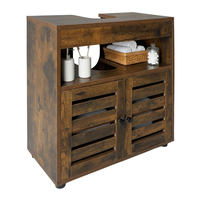 Washbasin Cabinet with Slatted Doors – Under-Sink Storage