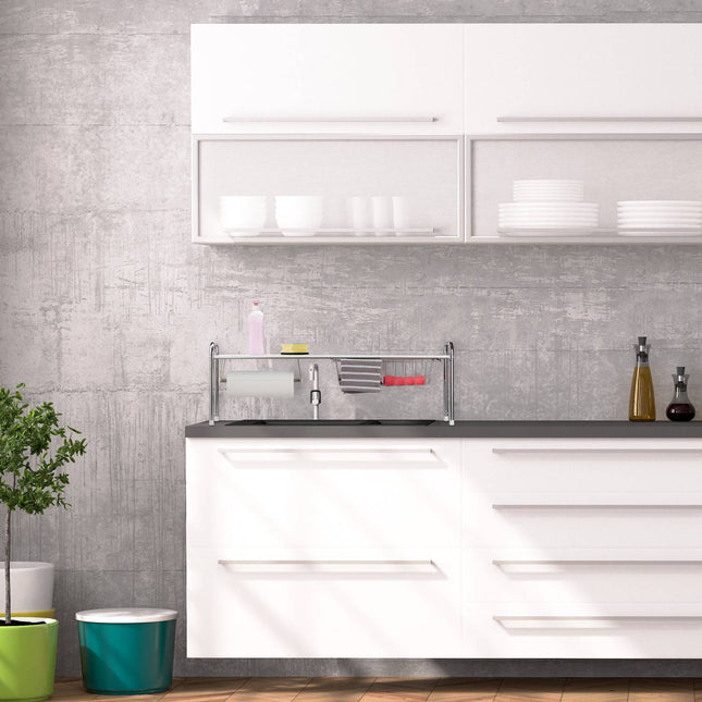 Washbasin shelf with holder for paper towels