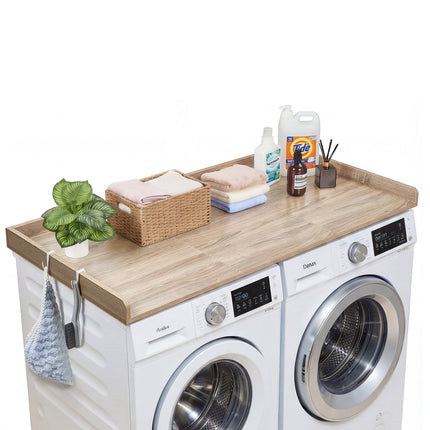 Washer Dryer Countertop 137 x 69.9 cm, Oak, 2 Hooks
