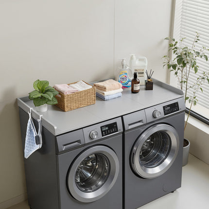 Washer Dryer Countertop 137 x 69.9 cm, Wood, Hooks
