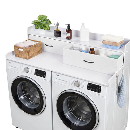 Washer Dryer Countertop with Shelf, 2 Drawers, Hooks, 137 x 69.9 cm