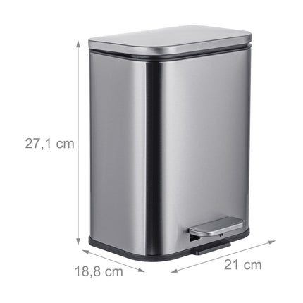 Odpadkový koš, 5L, tlumené zavírání, odolný proti otiskům prstů