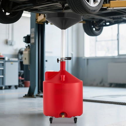 Waste Oil Drain Tank, 18 Gallon, Adjustable Height, Wheels