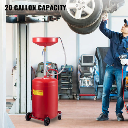 Waste Oil Drain Tank 80L, Air-Operated, Wheeled
