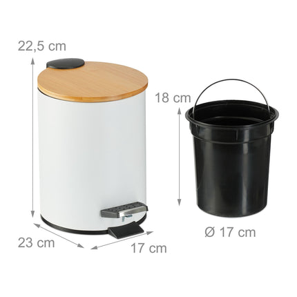 Odpadkový koš do koupelny 3 litry s bambusovým víkem
