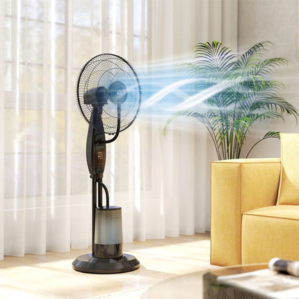Oscilační stojanový mlžící ventilátor, dálkové ovládání, časovač, nádržka 3.2L