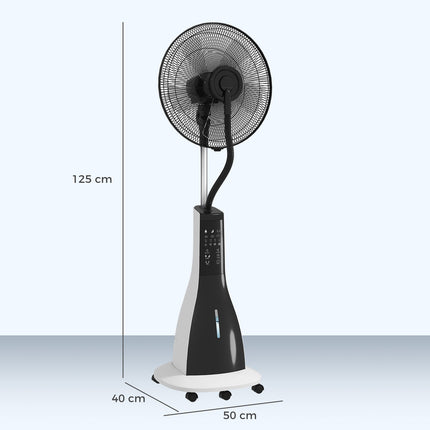 Ochlazovací ventilátor s mlžením, dálkové ovládání a nádrž 3L, 90W, 125cm