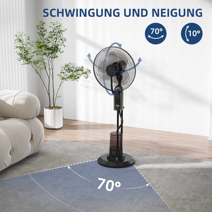 Vodní ochlazovací ventilátor se zvlhčovačem, 3 rychlosti, černá, 75W