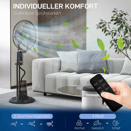 Vodní ochlazovací ventilátor se zvlhčovačem, 3 rychlosti, černá, 75W