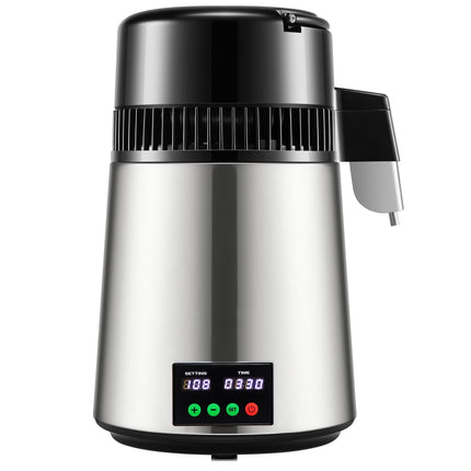 Water Distiller 4L, 1L/H, Timer, Temp Display, Stainless Steel