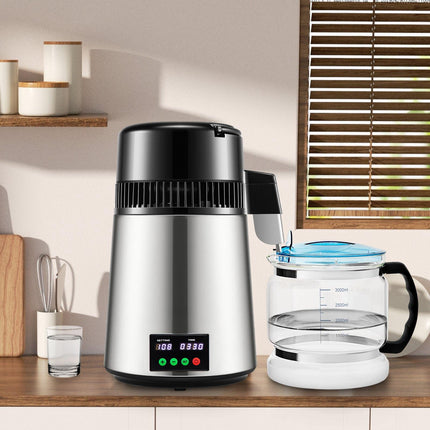 Water Distiller 4L, 1L/H, Timer, Temp Display, Stainless Steel