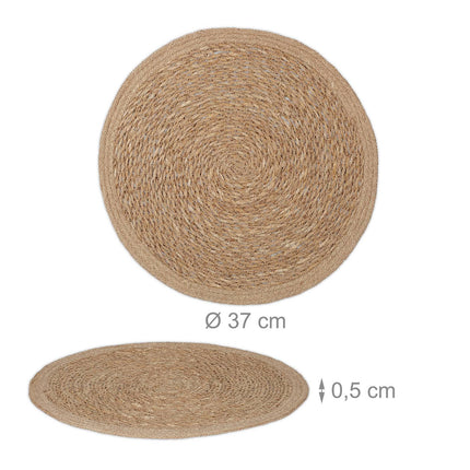 Prostírání z vodního hyacintu, sada 10 ks, kulatý design