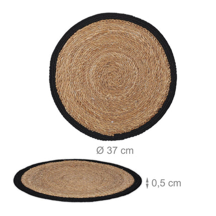 Prostírání z vodního hyacintu, sada 6 ks, kulatý design