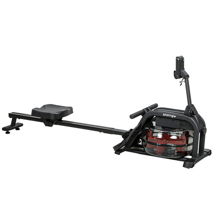 Veslovací trenažér s vodním odporem, nádrž 6-11L, LCD monitor, nosnost 135kg