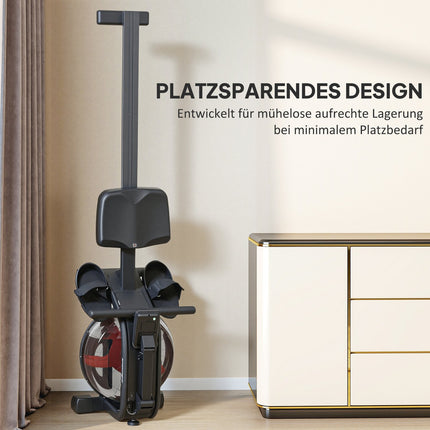 Veslovací trenažér s vodním odporem, nádrž 6-11L, LCD monitor, nosnost 135kg