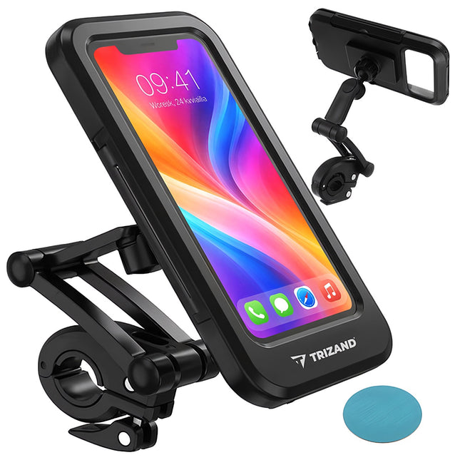 Vodotěsný držák telefonu na kolo, otočný 360, montáž na řídítka