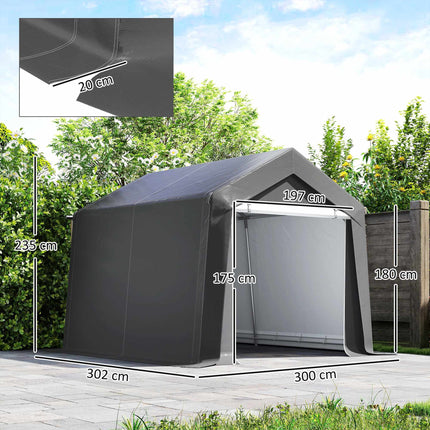 Vodotěsný garážový stan 3x3 m s rolovacími dveřmi, ventilací