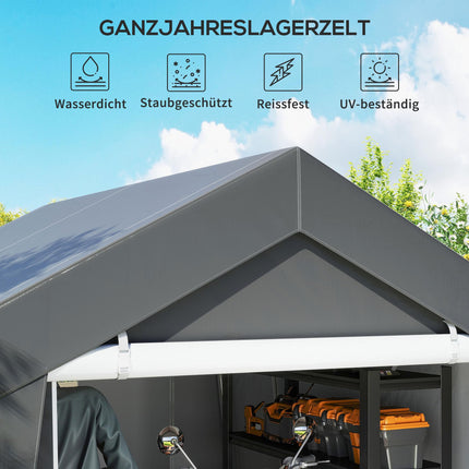Vodotěsný garážový stan 3x3 m s rolovacími dveřmi, ventilací