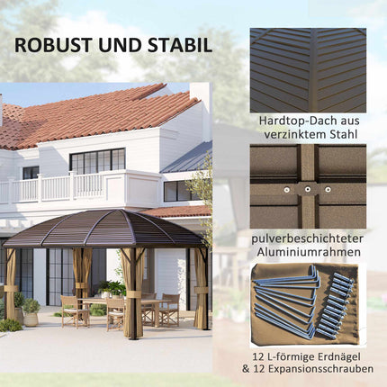 Vodotěsný zahradní pavilon, 4 x 3 x 2.8 m, hnědý