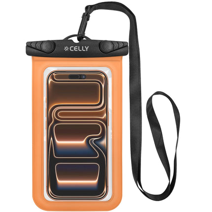 Vodotěsné pouzdro na telefon IPX8, až do 7 palců, oranžové