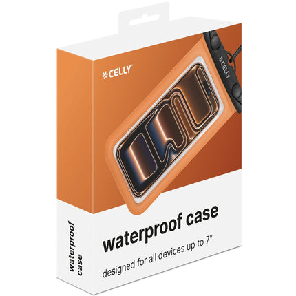 Vodotěsné pouzdro na telefon IPX8, až do 7 palců, oranžové