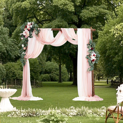 Wedding Arch Flowers Kit, Pink, 5-Piece With 33ft Drapes