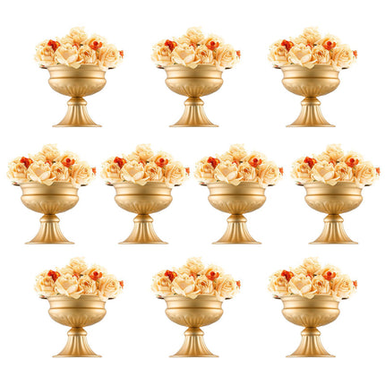 Wedding Centerpiece Vases Set of 10, Gold Metal 16cm