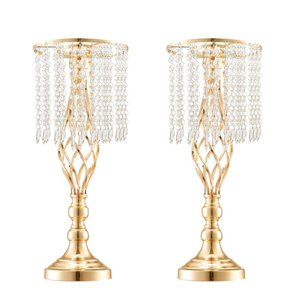 Wedding Flower Stand 12-Pack, 19.3-Inch Gold Metal, Crystal