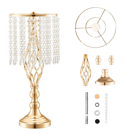 Wedding Flower Stand 12-Pack, 19.3-Inch Gold Metal, Crystal