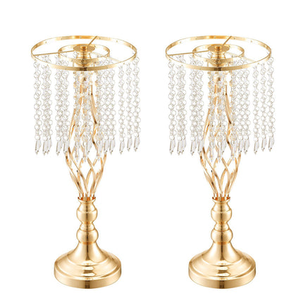 Wedding Flower Stand 12-Pack, 19.3-Inch Gold Metal, Crystal