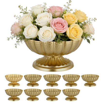 Wedding Flower Vase Set, 10 Pack, Gold Steel, 12 cm