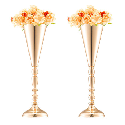 Wedding Trumpet Vase Set, 10 Pack, 43 cm Gold Metal
