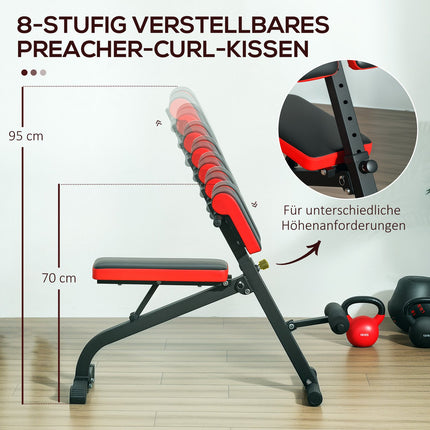 Nastavitelná posilovací lavice, skládací, ocel, nosnost do 120 kg