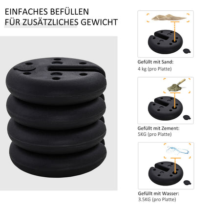 Závaží párty stanu — plnitelné až 5 kg, černé HDPE, Ø25x6 Cm