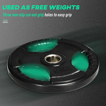 Olympijské kotouče Tri-Grip, sada 2x15 kg, pogumované