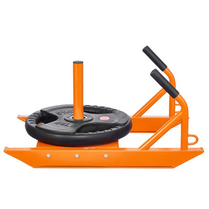 Weight Training Pull Sled, Steel, Fits 1 and 2 in Plates, Orange