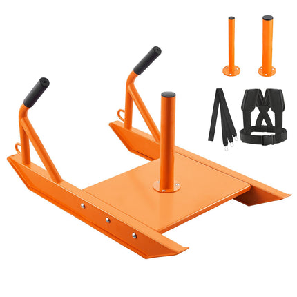 Weight Training Pull Sled, Steel, Fits 1 and 2 in Plates, Orange