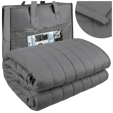 Weighted Blanket 8 kg 200 x 150 cm with Glass Beads, Grey, Cotton Cover