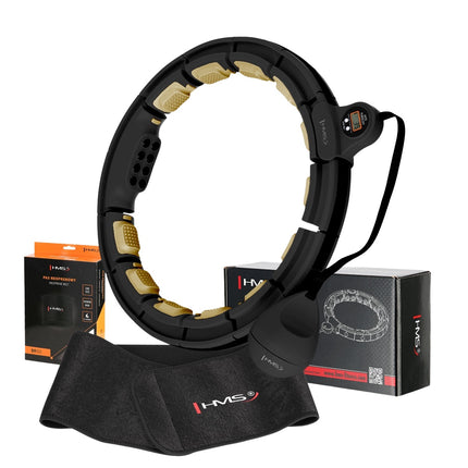 Gewichteter Hula-Hoop mit Zähler und Taillenstütze, Schwarz/Gold