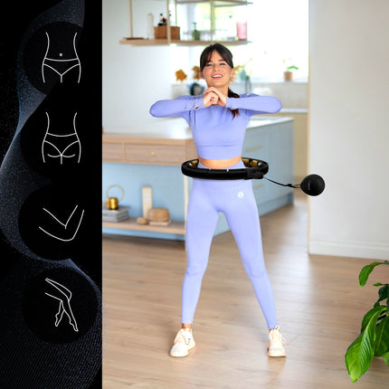 Gewichteter Hula-Hoop mit Zähler und Taillenstütze, Schwarz/Gold