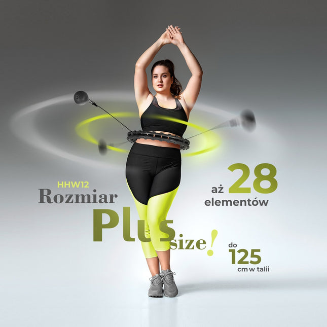 Zátěžová hula hoop obruč s oporou pasu, černá, velikost plus
