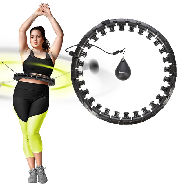 Zátěžová hula hoop obruč s oporou pasu, černá, velikost plus